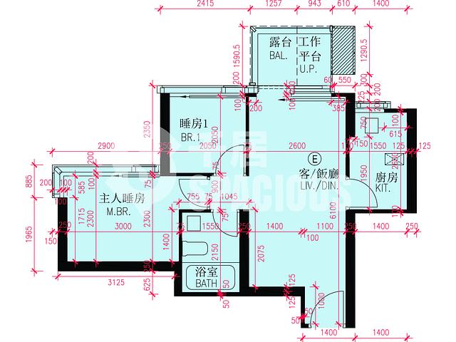 啟德 - 維港・雙鑽2B座 平面圖 07