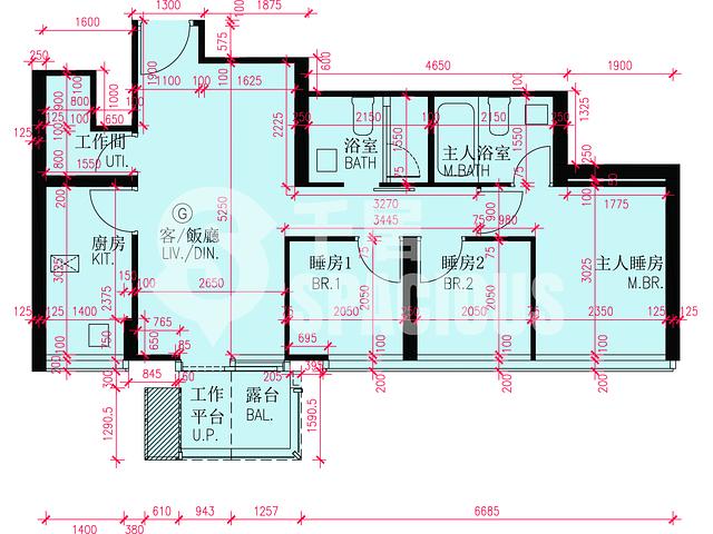 启德 - 维港・双钻2B座 平面图 01